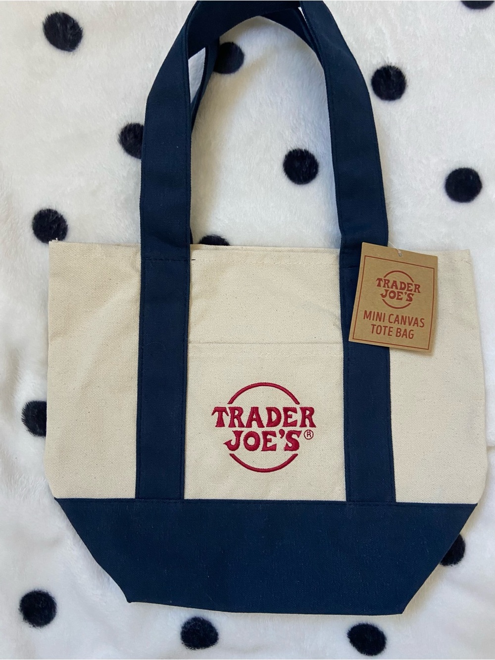 Trader Joe's Canvas Mini Tote Bag - Navy & Natural